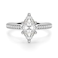 Riya Gems 2.90 CT Marquise Colorless Moissanite Engagement Ring for Women/Her, Wedding Bridal Ring Sets, Eternity Sterling Silver Solid Gold Diamond Solitaire 4-Prong Set for Her