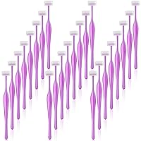 ANCIRS 24 Pack Eyebrow Trimmer Razors for Women Makeup, Facial T Shape Shaver Tool for Eye Brow, Stainless Steel Eyebrow Trimming Kit for Girls- Purple