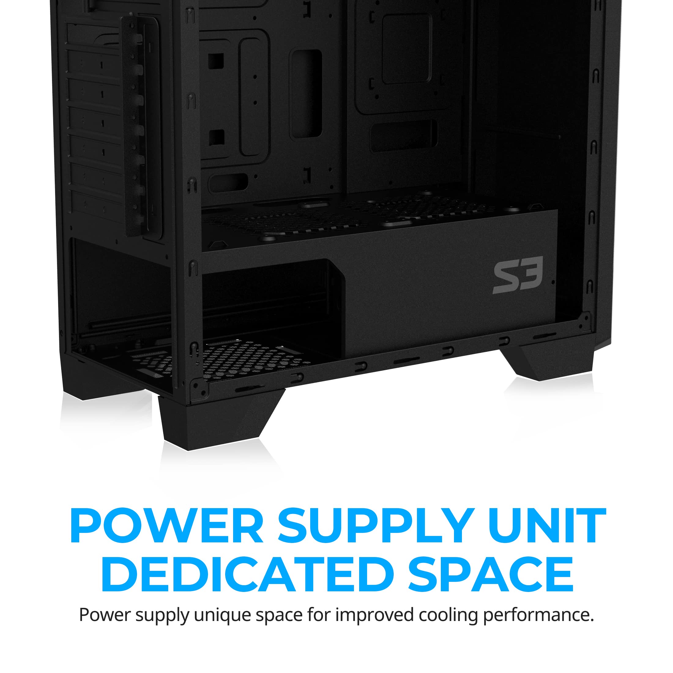 Zalman S3 ATX Mid Tower Computer PC Case, Gaming Workstation MATX ITX Case, 3X Preinstalled 120mm Fans, Full Acrylic Side Panel & Front Side Air Holes (Acrylic - 3 Fan)