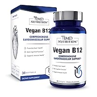 1MD Nutrition Vegan Vitamin B12 Softgels | 5000mcg Methylcobalamin Supplement | Energy, Immune, and Cardiovascular Support | 30 softgels