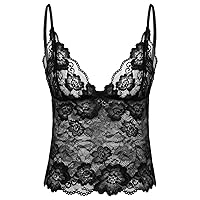 CHICTRY Mens Adult Sissy See Through Sheer Lace Lingerie Camisole Vest Tank Tops