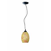 LS-19843RBY/MXD Crepitar Pendant Lamp with Ruby Mixed Glass Shade, Polished Steel Finish