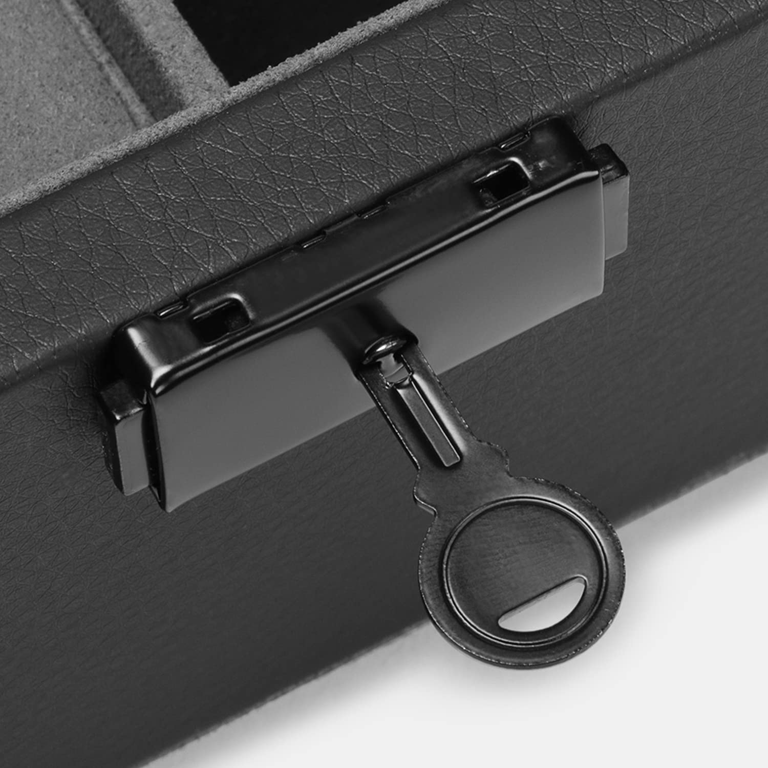 Kaviso Cache Display Valet - EDC, Blade, Watch, and Jewelry Locking Storage Case, USB Pass-through, Microfiber Lining, Faux Leather, Stackable (Valet) Black