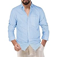 Mens Button Down Shirts Wrinkle Free Regular Fit Dress Shirt for Men Long Sleeve Formal Solid 2024 Fathers Day Tops