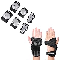 BOSONER Kids Wrist Guards and Knee Pad Protective Gear Set for Roller Skates Cycling BMX Bike Snowboarding Skateboard Inline Skating Scooter Riding Sports (Small, 3-9 Years)