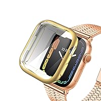 Watch Case Compatible for Apple Watch 7/8/9 45MM with Screen Protector, Ultra Thin Scratch Resistant Full Protective Cover for iWatch Smartwatch Accessories Gold