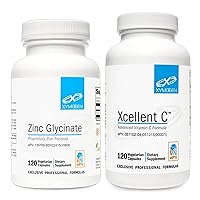 Xcellent C Vitamin C Supplement (120 Capsules) + Zinc Glycinate (120 Capsules) - High Dose Vitamin C with Chelated Zinc Antioxidants + Immune Support