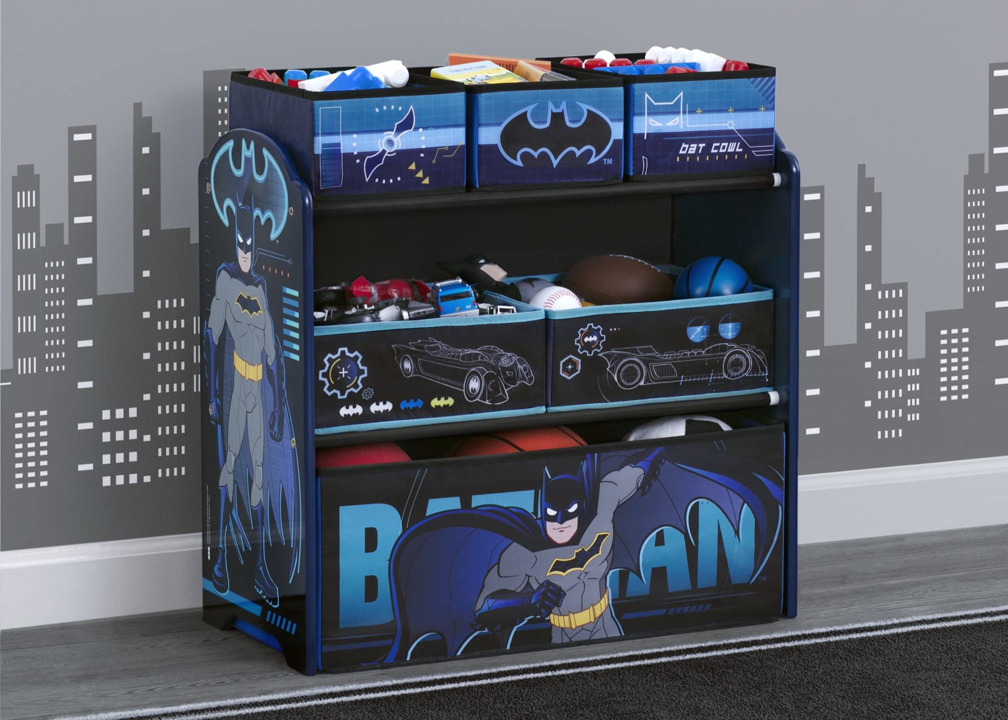 Delta Children Design & Store 6 Bin Toy Storage Organizer, Batman,Engineered Wood