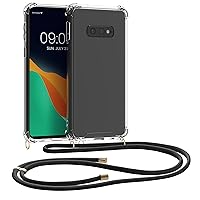 kwmobile Crossbody Case Compatible with Samsung Galaxy S10e Case - Clear TPU Phone Cover w/Lanyard Cord Strap - Transparent/Black
