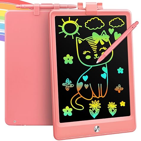 8.5 Inch LCD Writing Tablet Toys for 3 4 5 6 7 8 Year Old Boys Girls Gifts, Colorful Drawing Board Writing Doodle Pad, Portable Scribbler Boards Educational Toys Gifts for Kids Learning (Pink)