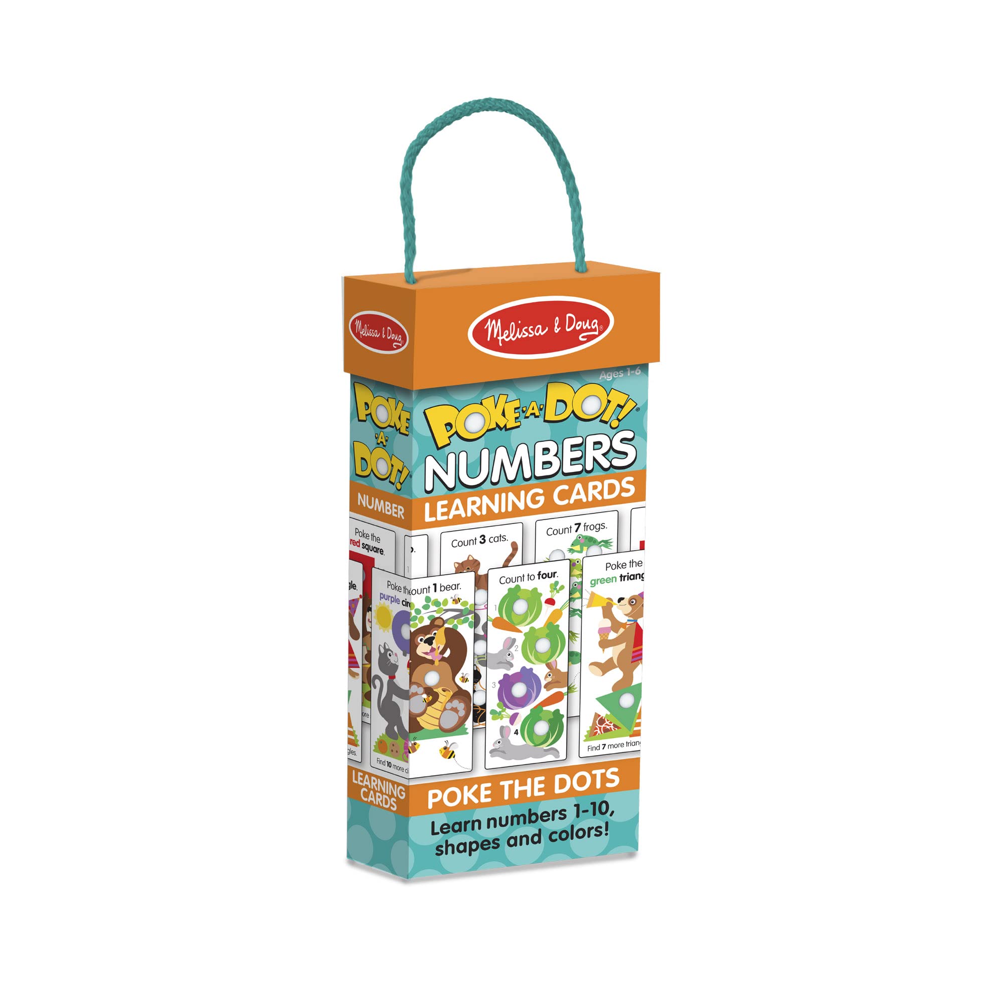 Melissa & Doug Poke-A-Dot Jumbo Number Learning Cards - 13 Double-Sided Numbers, Shapes, and Colors Cards with Buttons to Pop - Poke A Dot Book Oversized Interactive Learning Activity Cards For Kids