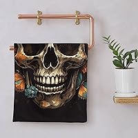 Hand Towel Highly Absorbent Microfiber Skull and Butterfly Bath Towels 13.8 X 28.7 Inch Super Soft Face Towel Gym Towels for Body Bathroom Hotel Bar Sport Yoga SPA