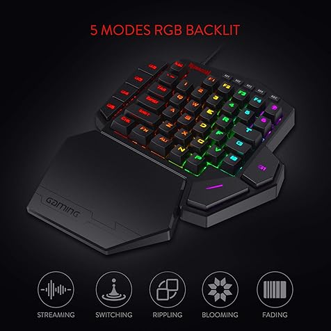 K585 DITI One-Handed RGB Mechanical Gaming Keyboard, 42 Keys Type-C Professional Gaming Keypad w/Upgraded Hot-Swappable Socket, 7 Onboard Macro Keys & Detachable Wrist Rest
