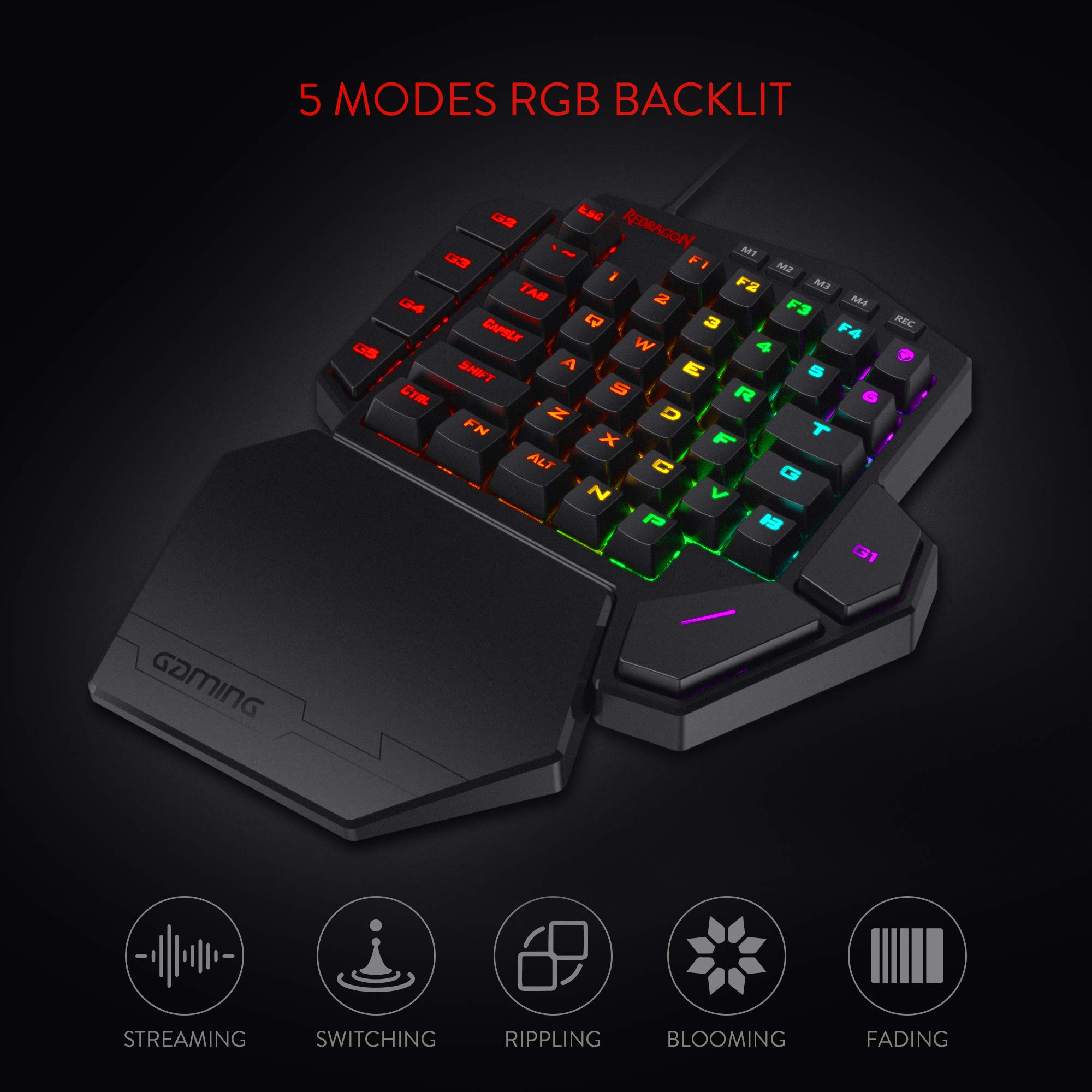 Redragon K585 One-Handed Keyboard and M656 Gainer Wireless Gaming Mouse Bundle