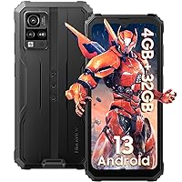 Blackview Rugged Phone, BV4800 4GB+32GB/2TB Expand, Rugged Smartphone Android 13, 5180mAh Battery, 13MP Waterproof Phone, 6.56''HD+, 4G Dual SIM Mobile Phone Unlocked, Face ID, Glove Mode -Black