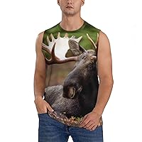 Moose Men's Sports Sleeveless T-Shirt, Breathable Quick-Drying Fitness Vest