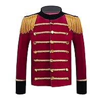 ACSUSS Kids Boys Drum Majorette Costume Tassels Gold Braid Trim Jacket Marching Band Honor Guard Uniform