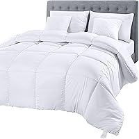 Comforter Duvet Insert - Quilted Comforter with Corner Tabs - Box Stitched Down Alternative Comforter (King, White)