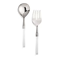 Party Essentials Salad Serving 2-Piece Stainless Steel Set with Decorative Handles Perfect for Salad Lovers, Parties, Entertaining, Gifts and More