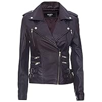 Ladies Retro 100% Nappa Leather Biker Jacket