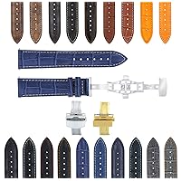 17-24mm Genuine Leather Watch Band Strap Compatible with Rolex Watch Deployment Clasp