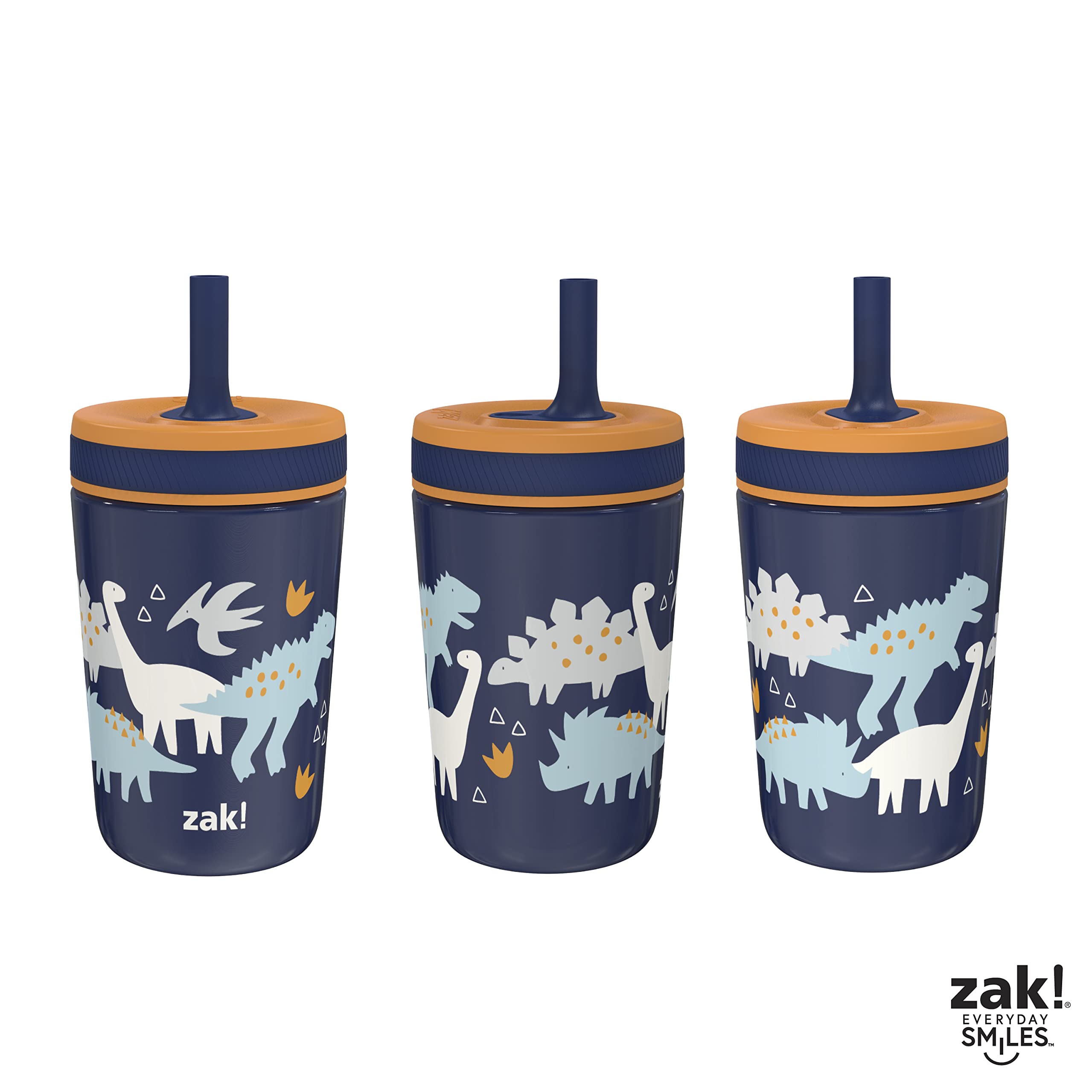 Zak Designs Kelso Toddler Cups For Travel or At Home, 12oz Vacuum Insulated Stainless Steel Sippy Cup With Leak-Proof Design is Perfect For Kids (Zaksaurus)