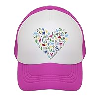Heart Hat Kids Trucker Hat. Baseball Mesh Back Cap fits Baby, Toddler and Youth