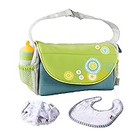 HABA Diaper Bag Summer Meadow - Doll Sized Pretend Playset Role Play Toy Folds into Changing Pad with Soft Baby Bottle, Bib and Cloth Diaper