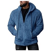 Fall Coats Mens Fuzzy Sherpa Jacket Hoodie Fluffy Fleece Zip Up Open Front Cardigan Coat Outwear With Pocket