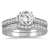 AGS Certified 1 1/2 Carat TW Diamond Bridal Set in 14K White Gold (I-J Color, I2-I3 Clarity)