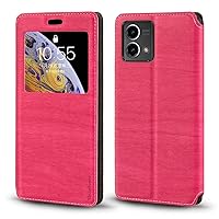 for Motorola Moto G Stylus 5G 2023 Case, Wood Grain Leather Case with Card Holder and Window, Magnetic Flip Cover for Motorola Moto G Stylus 5G 2023 (”) Rose
