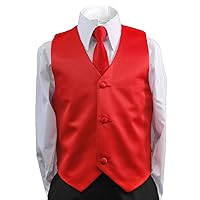 2pc Boys Satin Red Vest and Necktie Sets from Baby to Teen