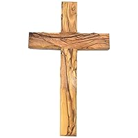 Zuluf Wall Hanging Olive Wood Cross | Hand Carved Cross | Olivewood Christian Wall Cross With Holy Land Certificate | Ideal Gift for Home Decoration, Weddings and Home Office 20cm / 7.8