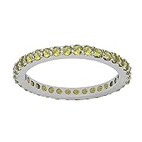 Stackable Band !! 925 Sterling Silver Peridot Gemstone Full Eternity Stacking Band