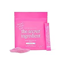 The Secret Ingredient Nootropic Boosted Beauty Elixir - Water Enhancer Pink Drink Mix Packets - Mind & Focus + Hair, Skin & Nails - Strawberry Lemonade w/Edible Glitter - Natural Caffeine, Sugar Free