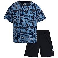 Fila Boys' Shorts Set - 2 Piece Basic Short Sleeve T-Shirt and Hybrid Tech Cargo Shorts - Summer Clothing Set for Boys (4-12)
