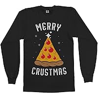 Threadrock Men's Merry Crustmas Pizza Long Sleeve T-Shirt