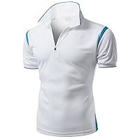 Men's Coolmax 2 Tone Collar Zipup Polo T-Shirt