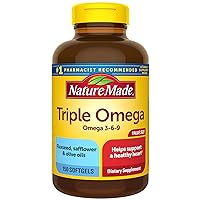 Triple Omega 3 6 9, Flaxseed, Safflower, & Olive Oils, Healthy Heart Support, Fish Free Omega 3 Supplement, 150 Softgels, 75 Day Supply