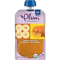Plum Organics Stage 2 Organic Baby Food - Banana and Pumpkin - 4 oz Pouch - Organic Fruit and Vegetable Baby Food Pouch