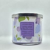 Bath & Body Works, White Barn 3-Wick Candle w/Essential Oils - 14.5 oz - 2022 Spring Scents! (Spring Plum & Berries)