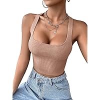 Womens Summer Tops Sexy Casual T Shirts for Women Lace Up Tie Backless Knit Top (Color : Dusty Pink, Size : Medium)