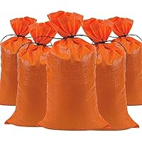 DURASACK Heavy Duty Sand Bags with Tie Strings Empty Woven Polypropylene Sand-Bags for Flood Control with 1600 Hours of UV Protection, 50 lbs Capacity, 14x26 inches, Orange, Pack of 20
