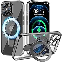 Magnetic for iPhone 12 Pro Max Case with Invisible Stand[Compatible with MagSafe][Full Camera Lens Protector][Military Drop Protection] Shockproof Not Yellowing Clear Slim Soft for Women Men
