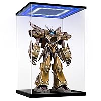 LASOA Acrylic Display Case for Collectibles with LED Light, Alternative Glass Display Box with Black Base and Lid, Self-Assembly Clear Storage Showcase for Memorabilia (9.8x5.9x13.8inch;25x15x35cm)
