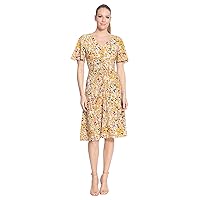 London Times Women's Petite Ruched Waist Dress