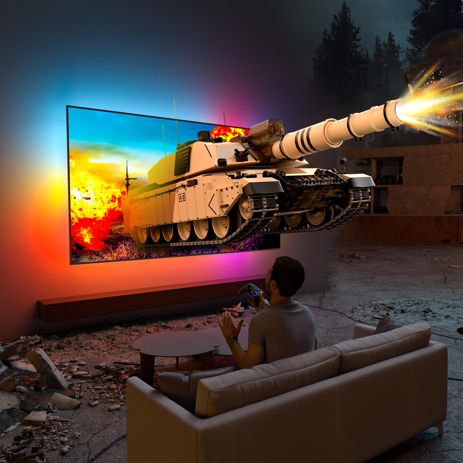 Lytmi Fantasy 3 TV Backlight Kit HDMI 2.1 with Sync Box Wi-Fi Backlight for 27~55 inch 8K 60Hz TV Color Sync Lights Compatible with Alexa & Google Assistant, App Control, Music Sync