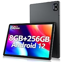 Latest Android 12 Tablet with 8GB RAM 256 ROM 1TB Expand,10.1 Inch Gaming Tablets,2.0GHz Octa-Core Tablet,1920 * 1200 FHD IPS Display,13MP+5MP Dual Camera,2.4/5G Dual Band WiFi+Bluetooth 5.0(Gray)