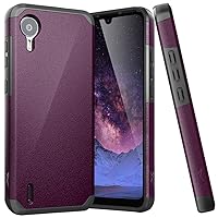 TJS Compatible with Cricket Debut S2 Case, AT&T Calypso 4 Case, Dual Layer Hybrid Magnetic Support Shockproof Protection Cover Phone Case (Purple)
