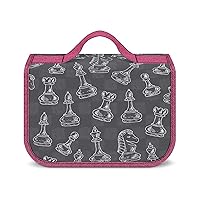 Chess Pieces Hanging Toiletry Bag for Women Travel Makeup Bag Organizer Waterproof Cosmetic Bag